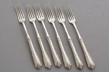 GAFFLAR, 6 st, silver L. Larsson & Co, Göteborg 1887-89. Tot ca 160g.