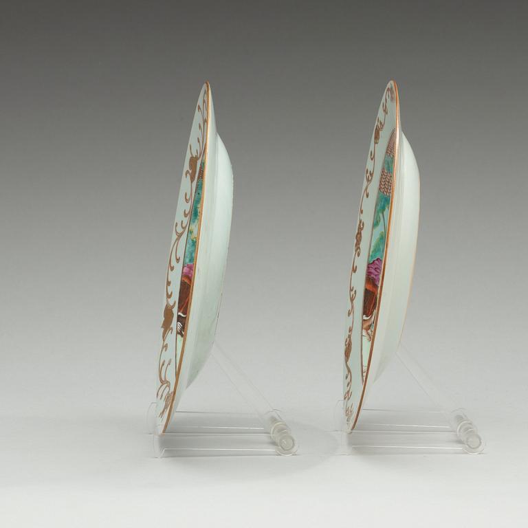 A pair of 'European Subject' dishes, Qing dynasty, Qianlong (1736-95).