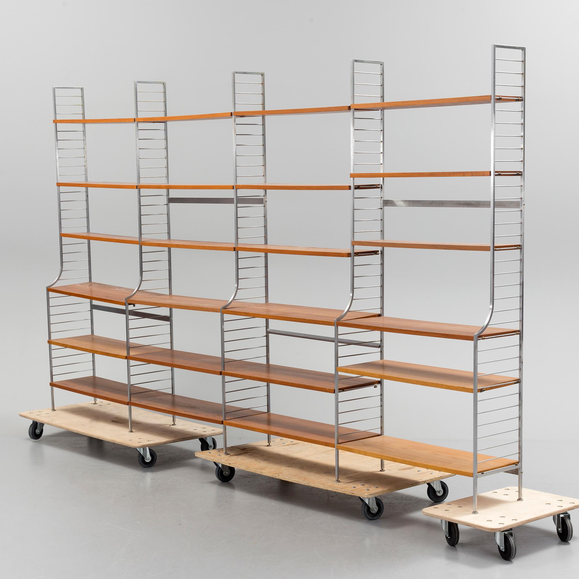 A 1950s "String" four-section book shelf by Nils Strinning.