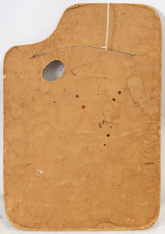 Anna Palm de Rosa, Still life with a ship, summer flowers, musical instruments, and a house.