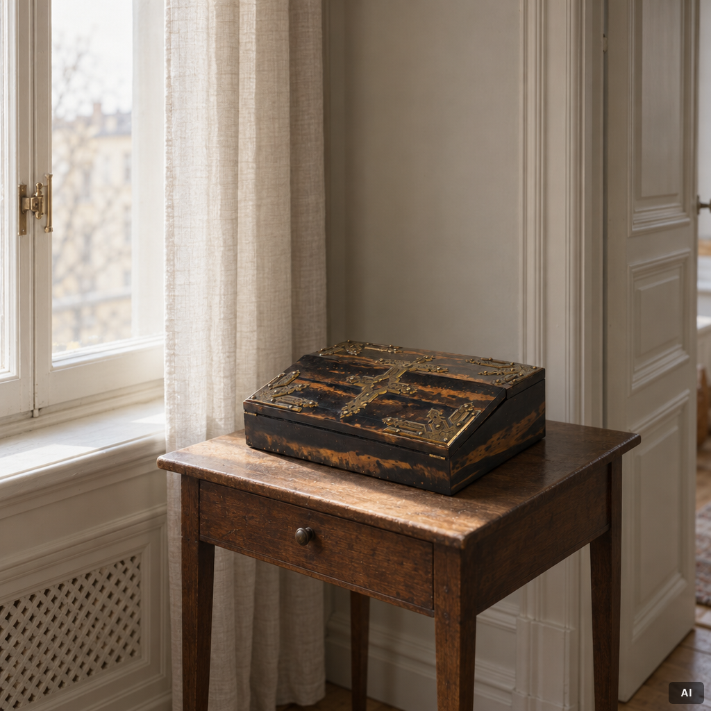 A Victorian faux-tortoise writing box by Betjemann & Sons, London.