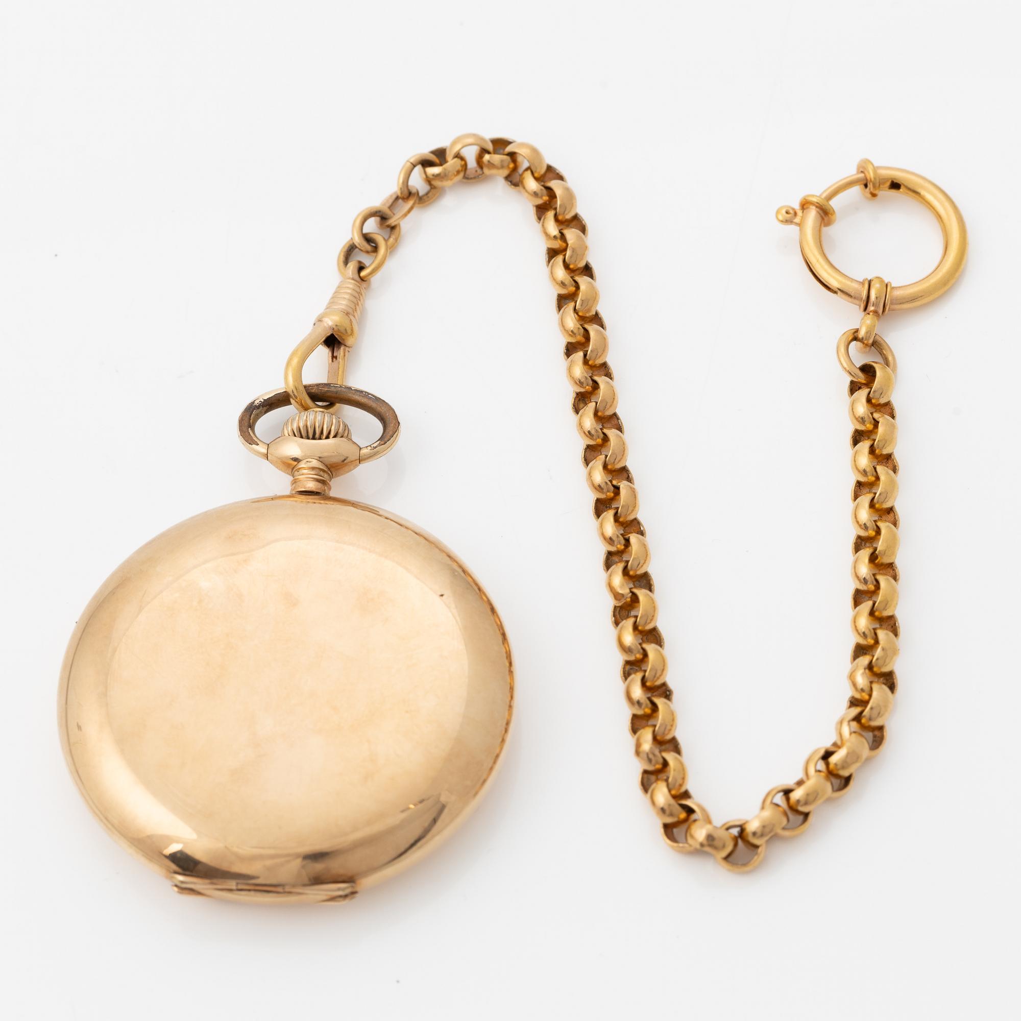 Omega, pocket watch, hunter, 14K gold, 51.5 mm.