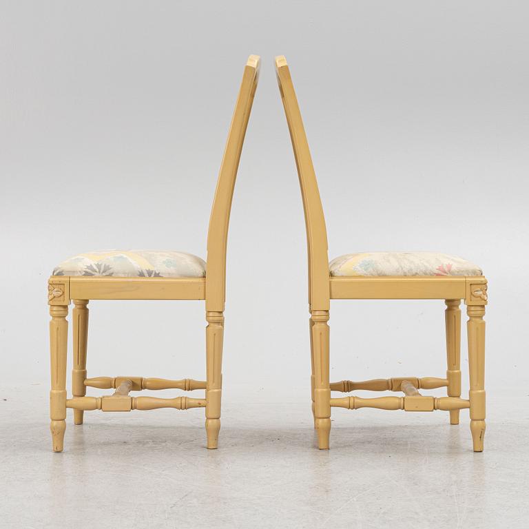 Eight Gustavian style chairs, GR Möbler AB, Tibro, second half of the 20th Century.