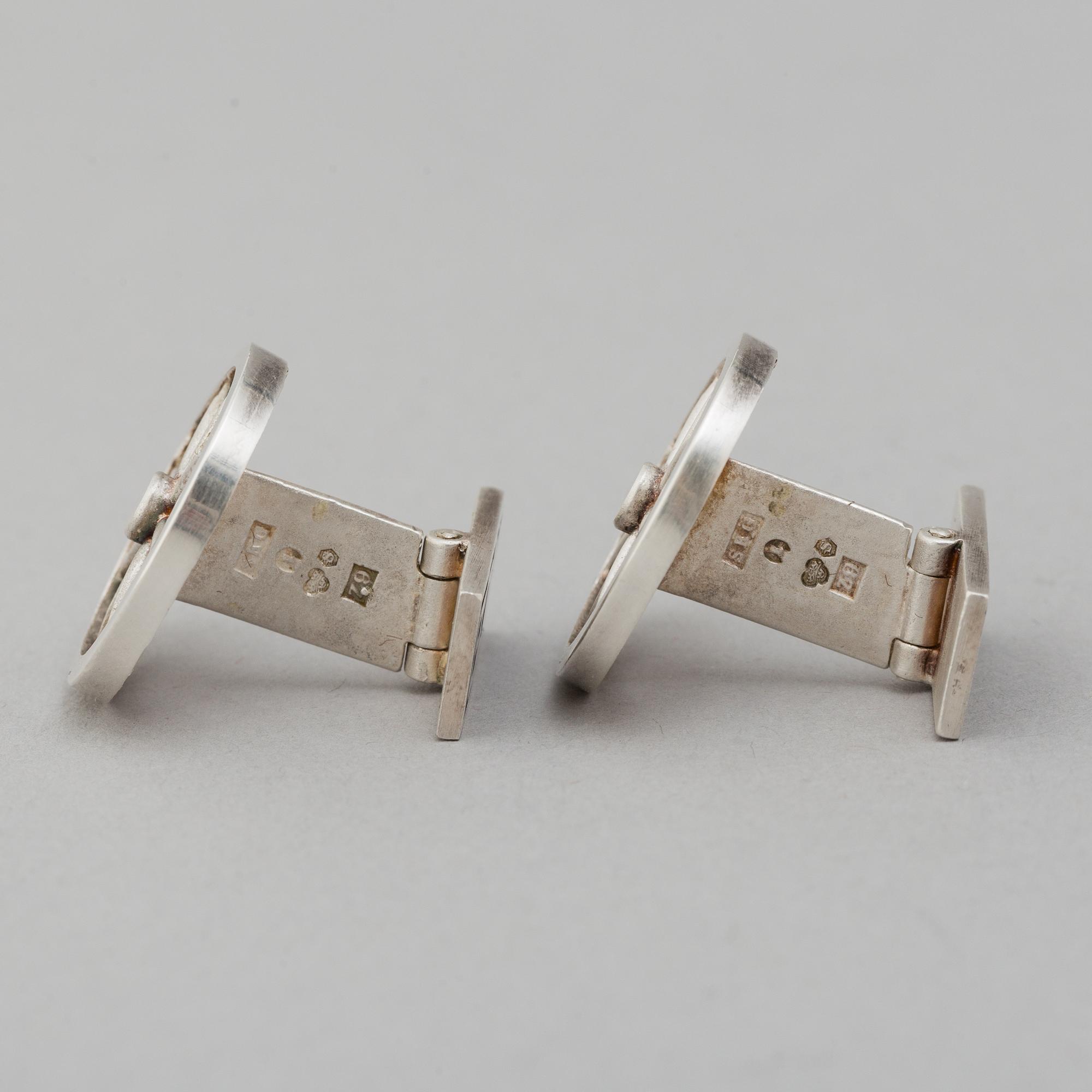 A pair of silver cufflinks by Rolf Karlsson, Enköping, 1974.