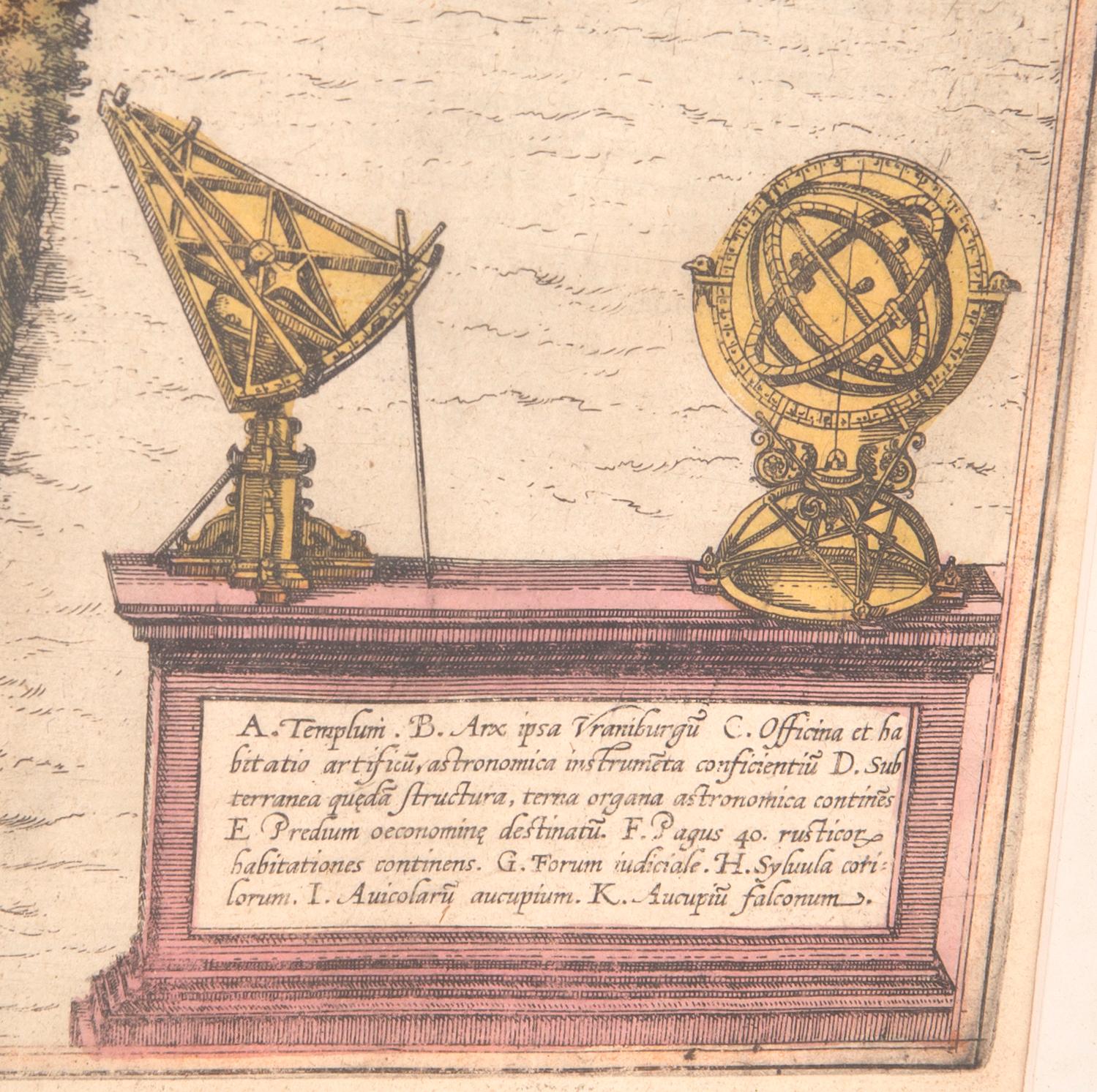 Georg Braun & Frans Hogenberg, karta över Ven / Hven, handkolorerat kopparstick, Köln ca 1586.