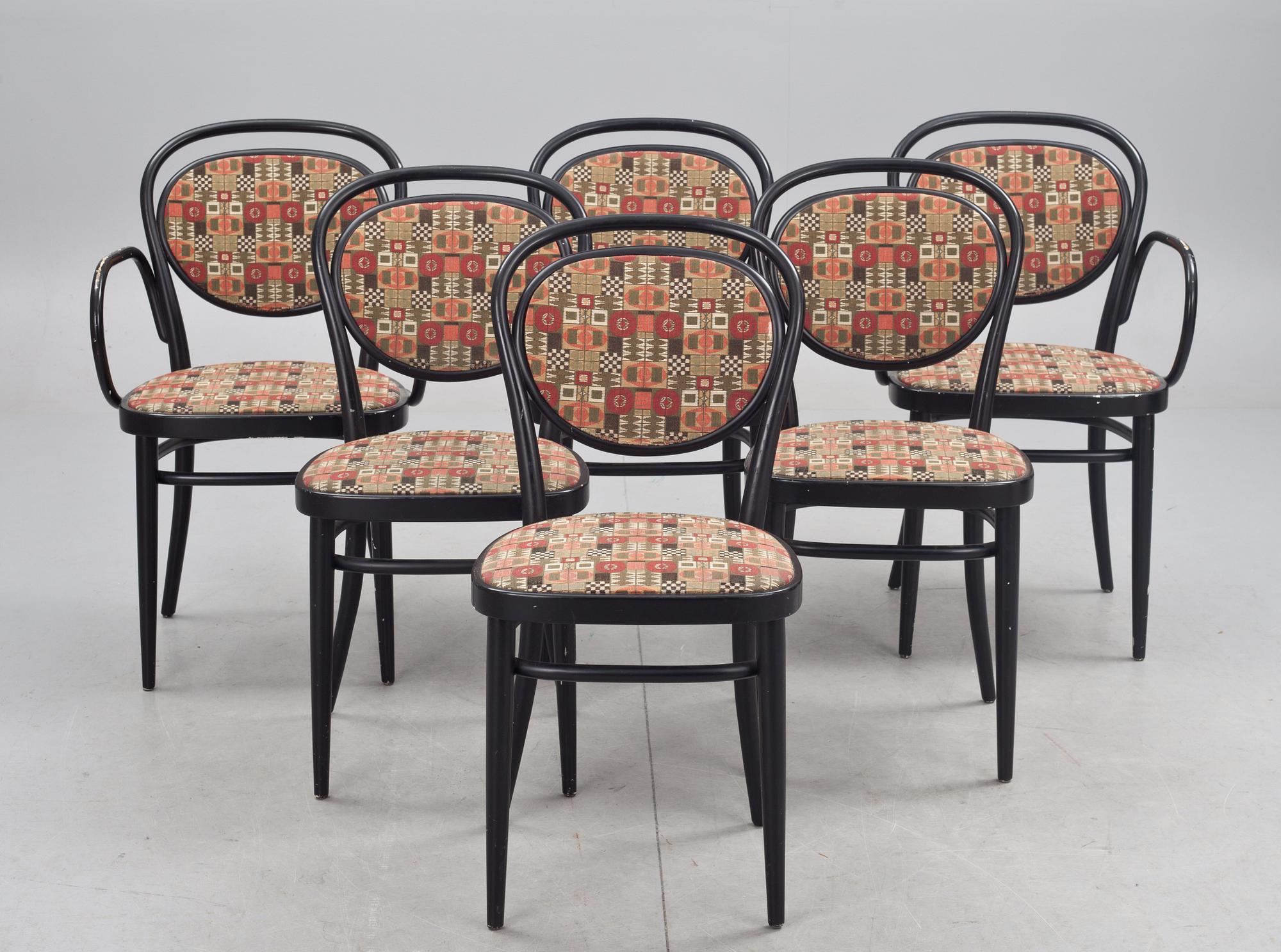 KARMSTOLAR och STOLAR, 2+4 st, Thonet, 1980-tal.