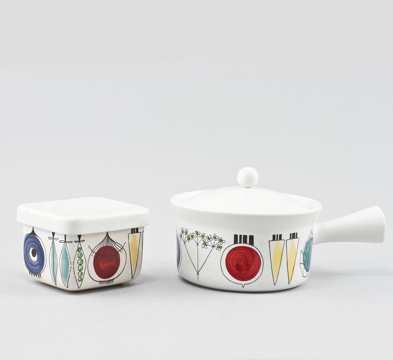 SERVISDELAR, 5 st, flintgods, "Picknick", Marianne Westman, Rörstrand, 1956-1969.