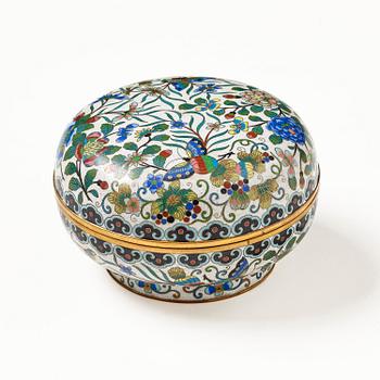 Ask med lock, cloisonné, Kina, 1900-tal.