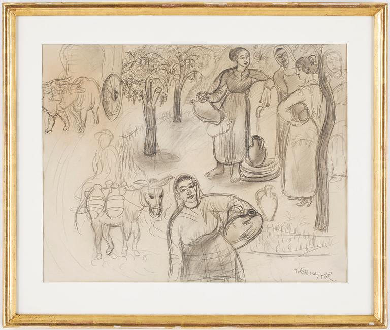 HILDING LINNQVIST, blyerts. Signerad HL och daterad Toledo maj.