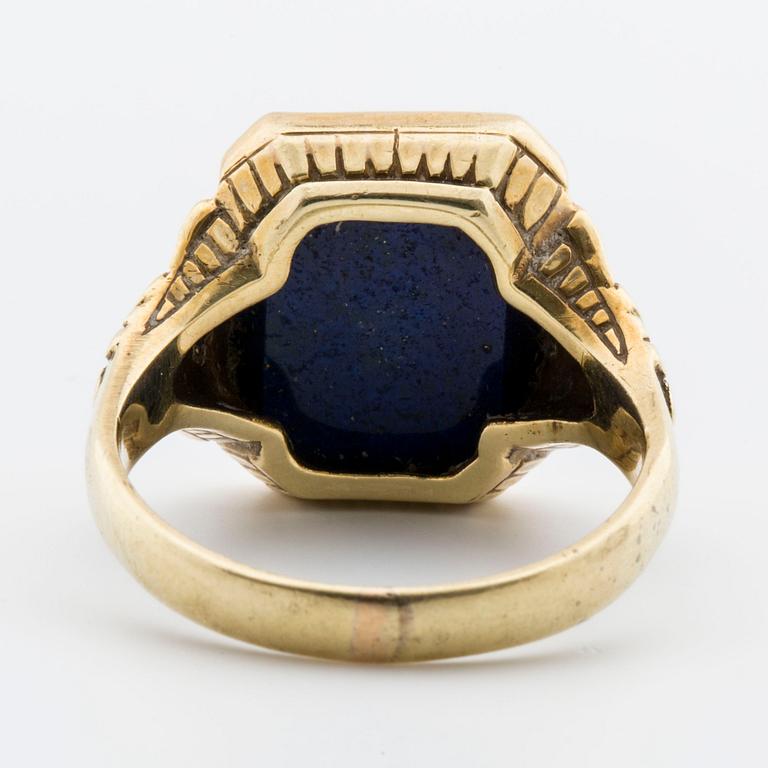 RING, 14K gold lapis lazuli.