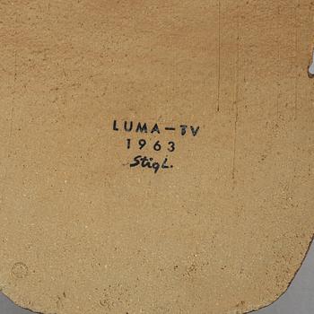 Stig Lindberg, väggplakett, "Luma-TV", Gustavsberg, 1963.