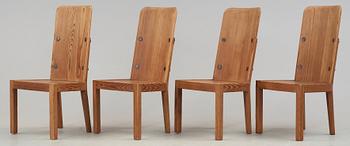A set of four Axel Einar Hjorth stained pine 'Lovö' chairs, Nordiska Kompaniet, Sweden 1930's.