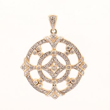 Hänge 14K vitt och rött guld samt briljantslipade och enkelslipade diamanter.