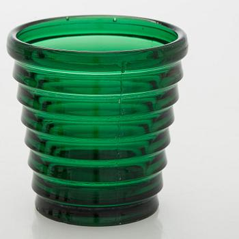 Aino Aalto, drinking glasses, 4 pcs, model 4052, and plate 'Bölgeblick', Karhula Glassworks, 1930s.