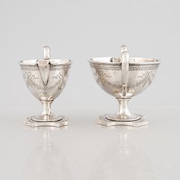 a silver sugar bowl and creamer, Denmark, 1904.
