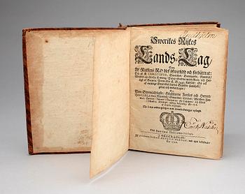 LAGBOK, "Sweriges Rijkes Lands Lag", Stockholm 1726.