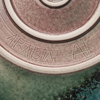 Annikki Hovisaari, a stoneware dish signed AH Arabia.
