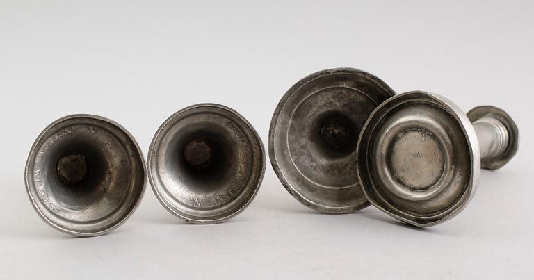 LJUSSTAKAR, 4 st (2+1+1), tenn, 1800-tal.