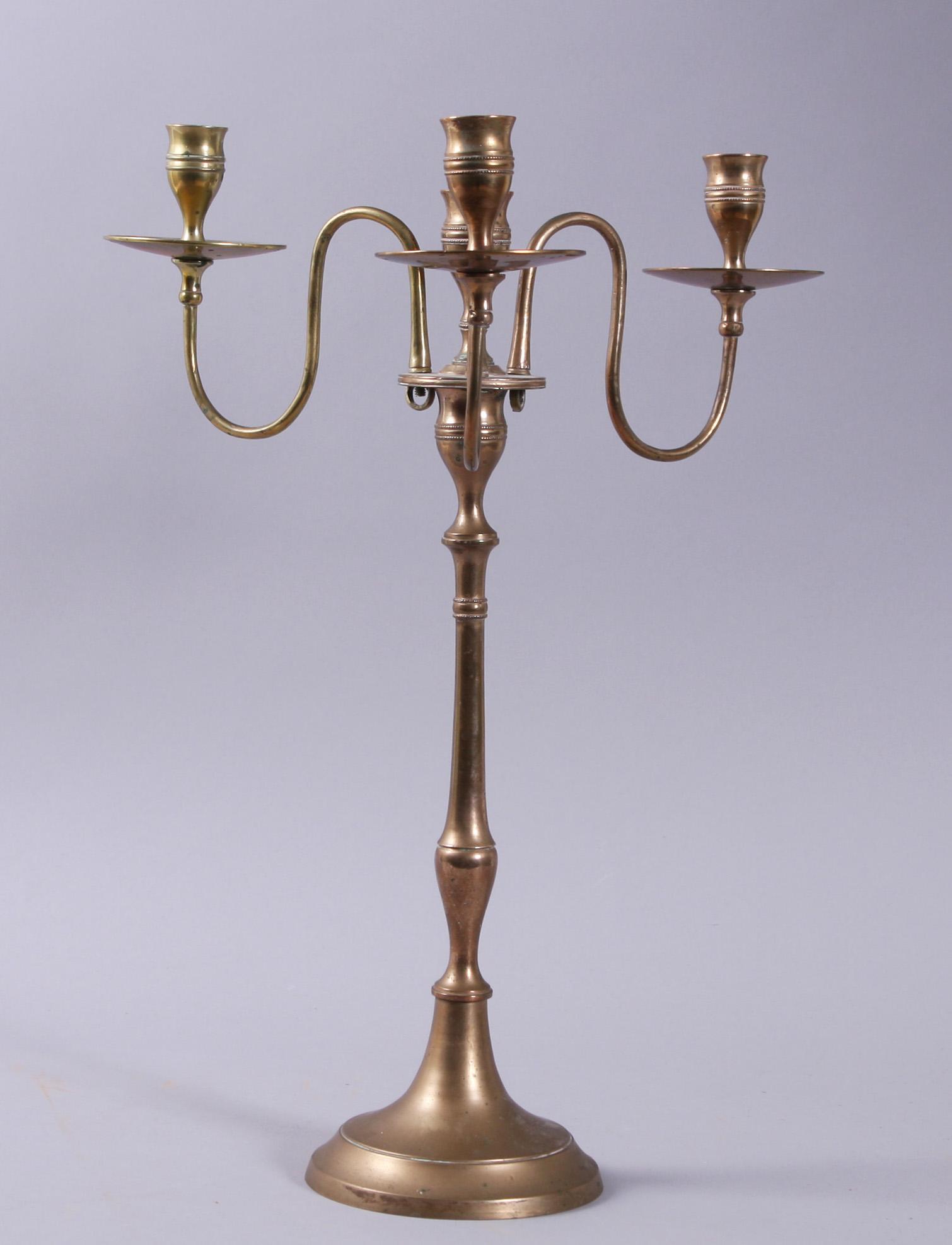 KANDELABER, mässing. 1800-tal.