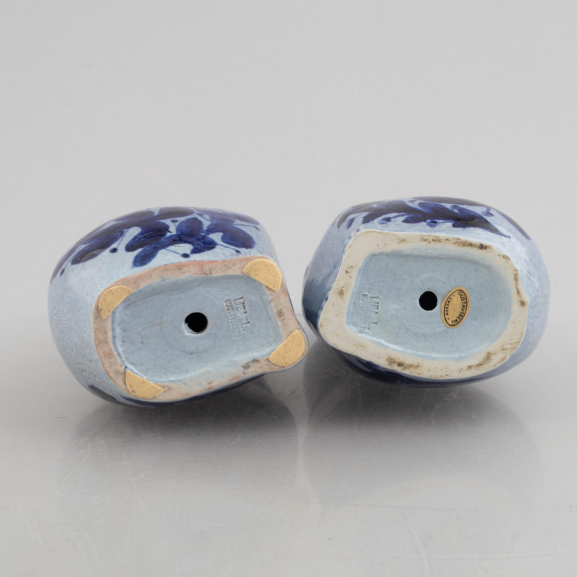 Lisa Larson, figuriner, 2 st, "Pudlar", Gustavsberg.