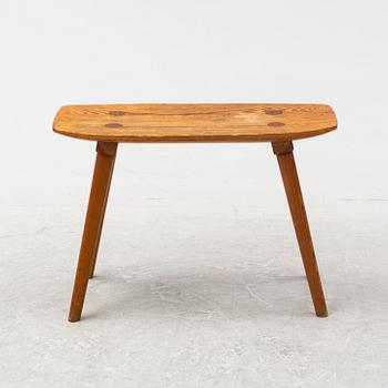 A stained pine stool, mid 20th Century.