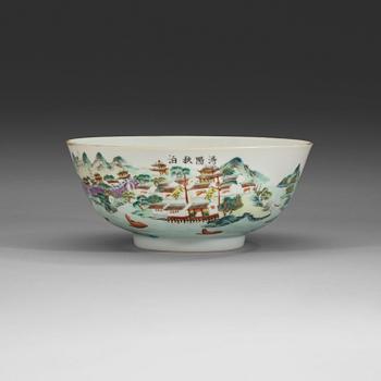 285. A famille rose bowl, presumably republic with Daoguang seal mark in red.