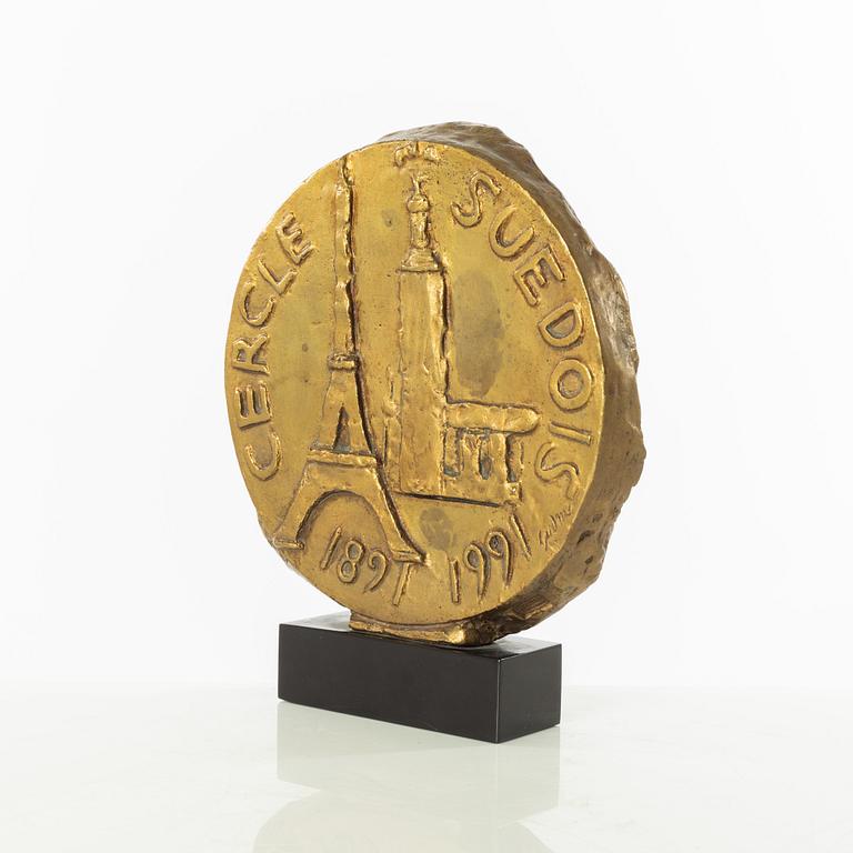 Gudmar Olovson, relief/sculpture. Signed. Numbered. Foundry mark. Bronze, total height 21.5 cm, length 18.5 cm.