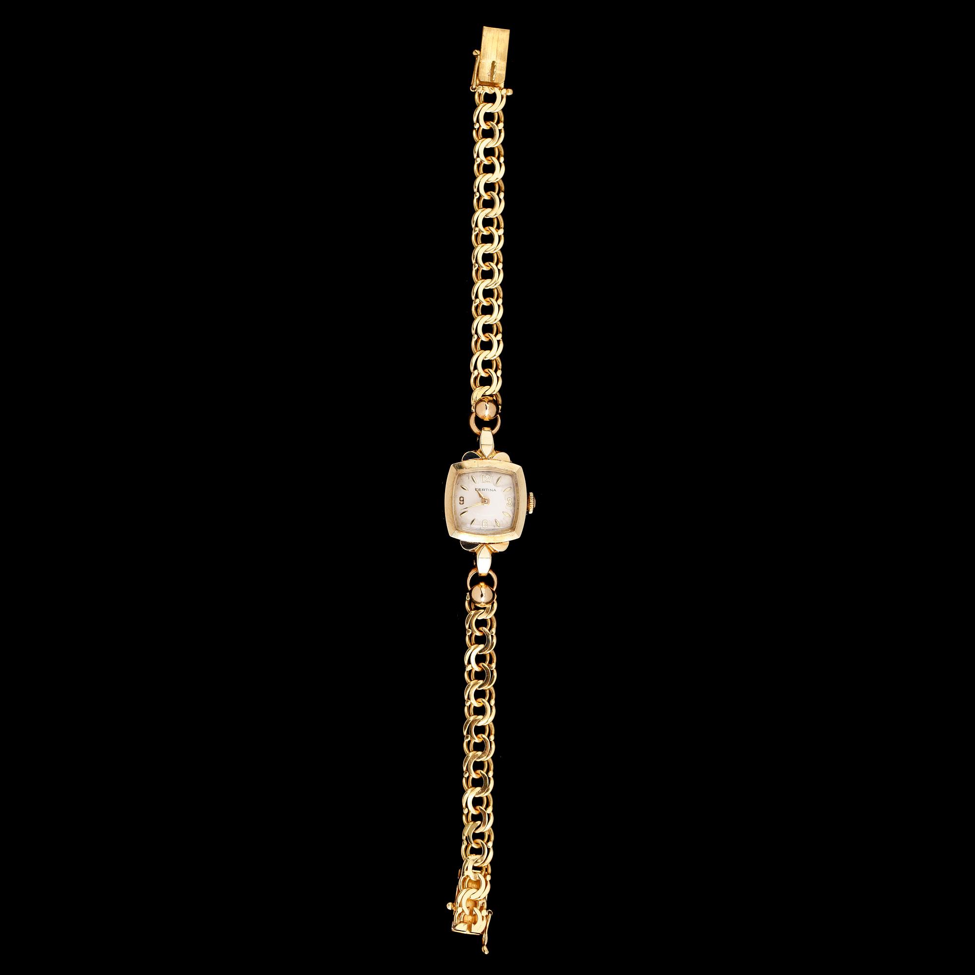 ARMBANDSUR, Certina, 14 k, kedja 18 k guld. Tot vikt 18 g inkl ur.