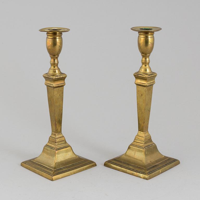 A PAIR OF GUSTAVIAN BRONZE CANDLSTICKS, late 18th century.