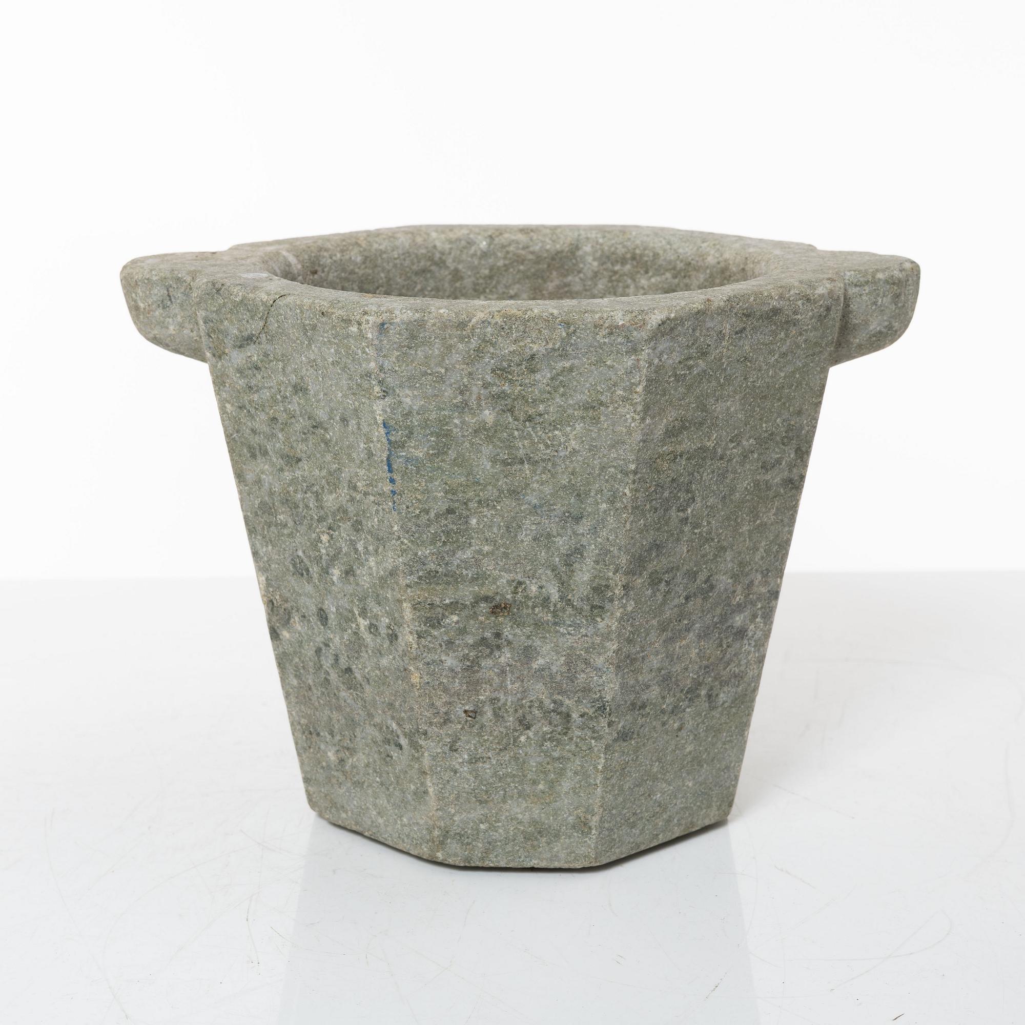 A Swedish 'Kolmård' marble mortar, late 18th century.