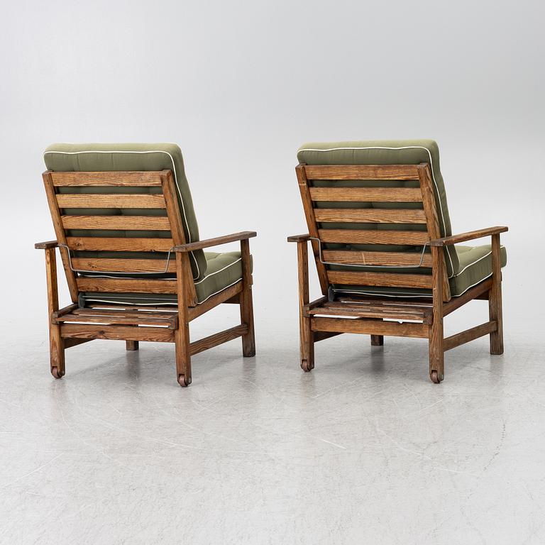 Elsa Stackelberg, a pair of garden armchairs with ottomans, Fri Form, Edsbruk, 1980s.