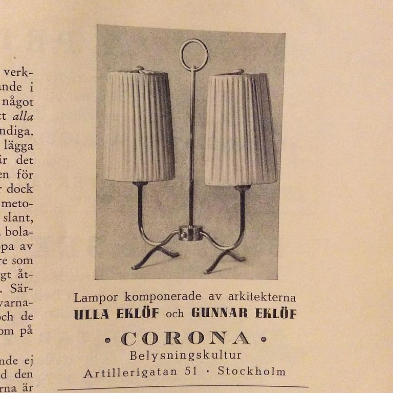 Ulla & Gunnar Eklöf, attributed to, a pair of Swedish Modern ceiling lamps, Corona Belysningskultur, Stockholm, 1940s.