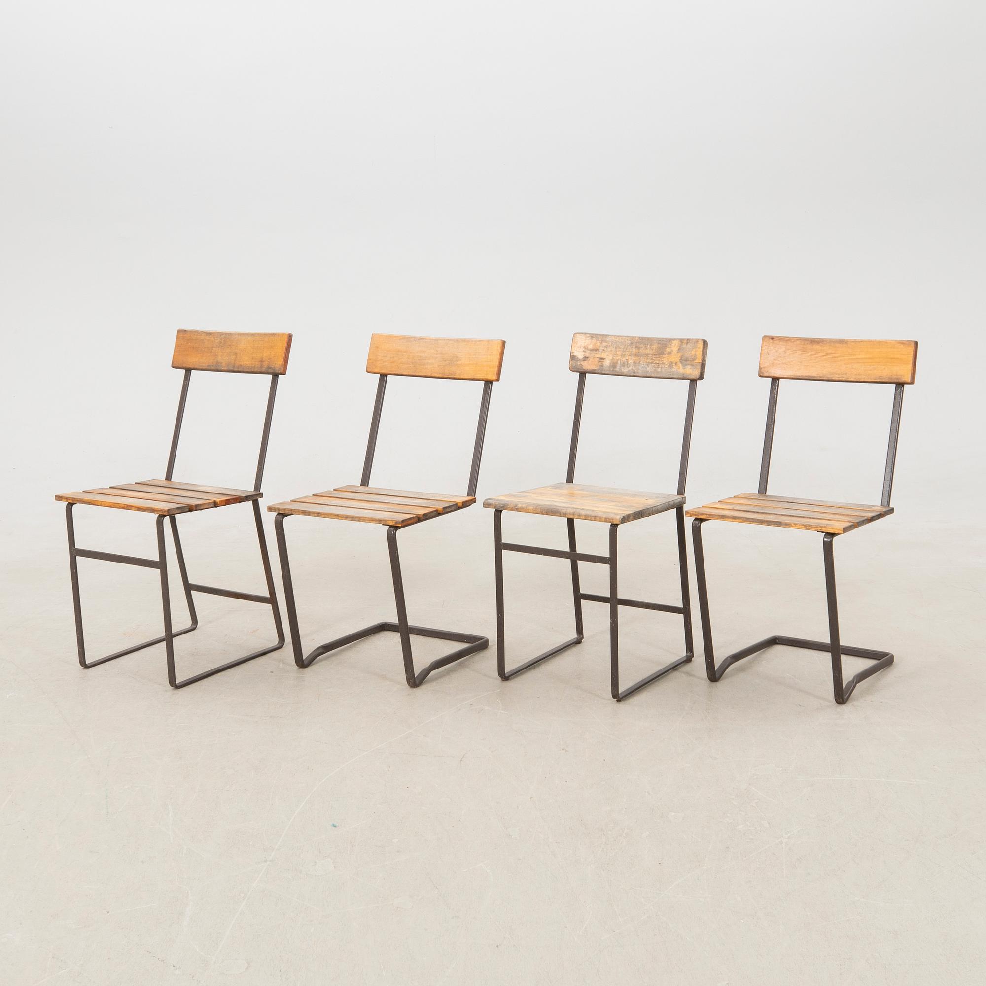 Garden furniture 5 pcs "Garden table 9A", "Garden chair 6" and "Garden chair 1" Grythyttan 1930s/40s.