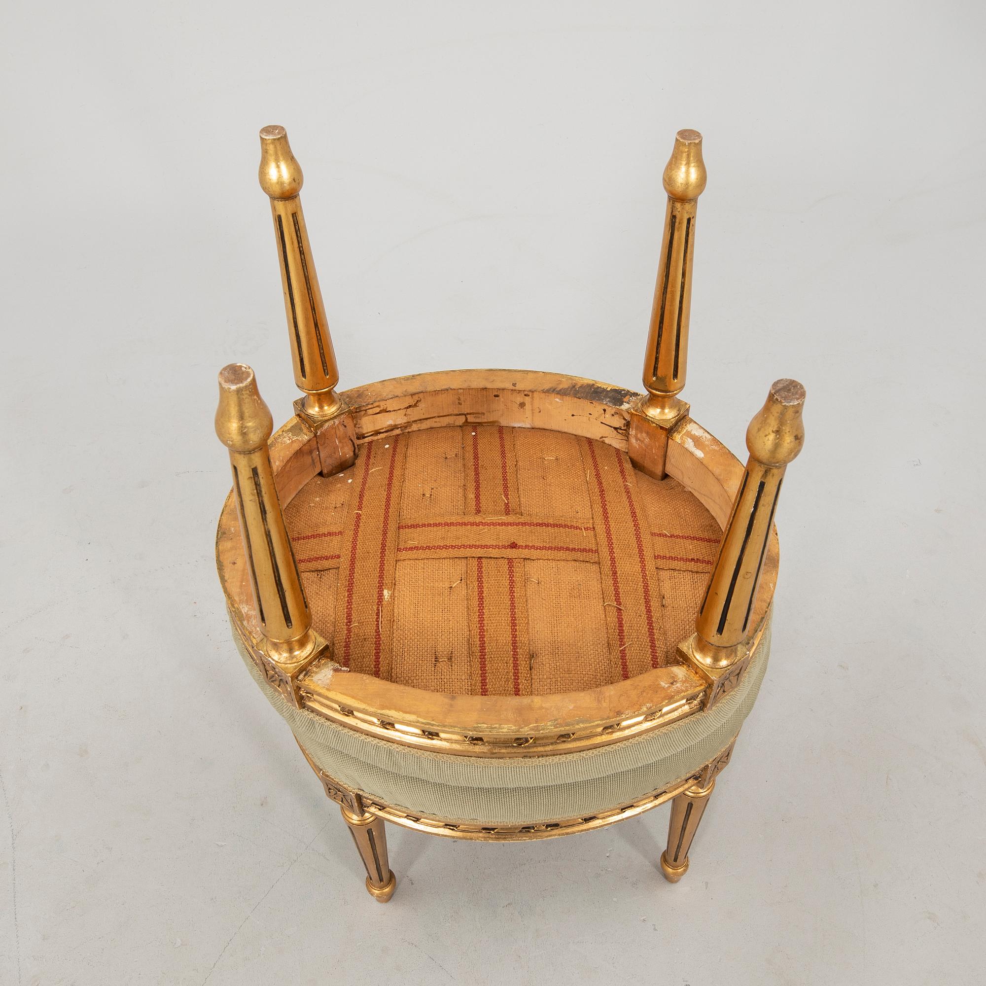 Stools, a pair in Gustavian style, circa 1900.