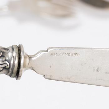Fiskbestick samt fiskserveringsbestick, 23 delar, silver, Lemor, Tyskland, tidigt 1900-tal.