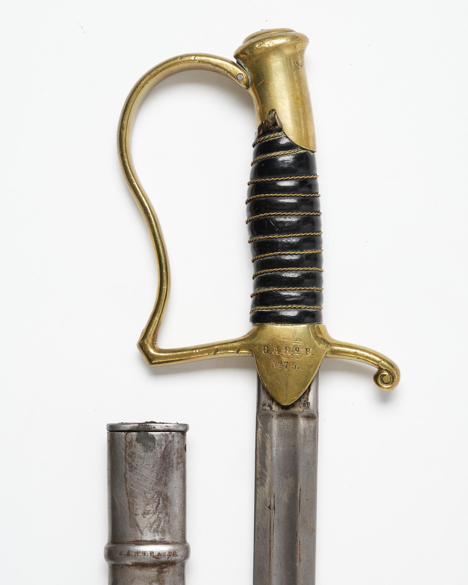 A Swedish artillery sword, 1889 pattern, with scabbard.