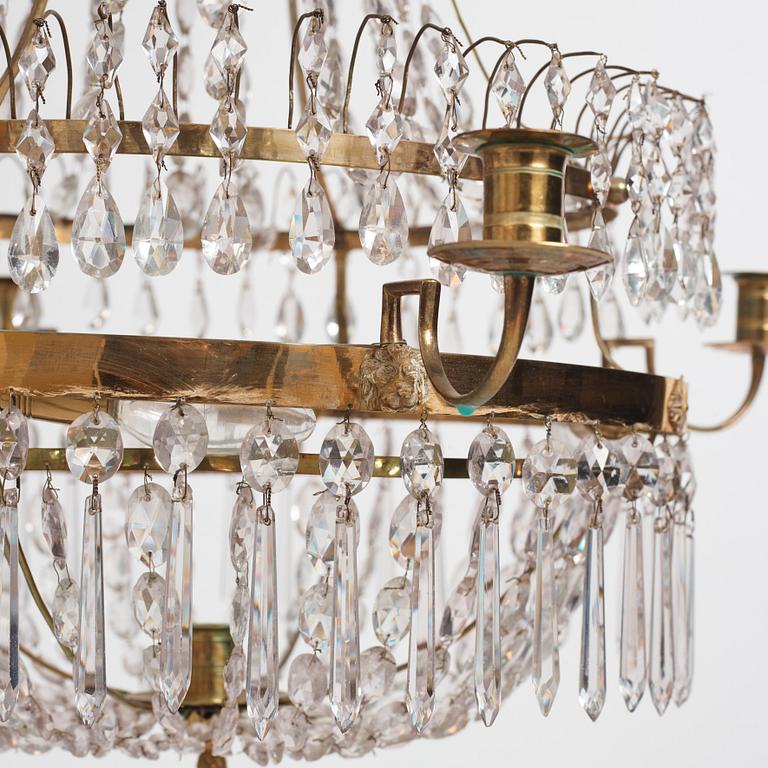 A late Gustavian five-light chandelier, late 18th century.