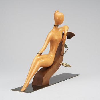 A Hagenauer wood and brass sculpture, Vienna, 1950's.