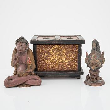 A chest and two deities, Indonesia, Jakarta, 20th Century.