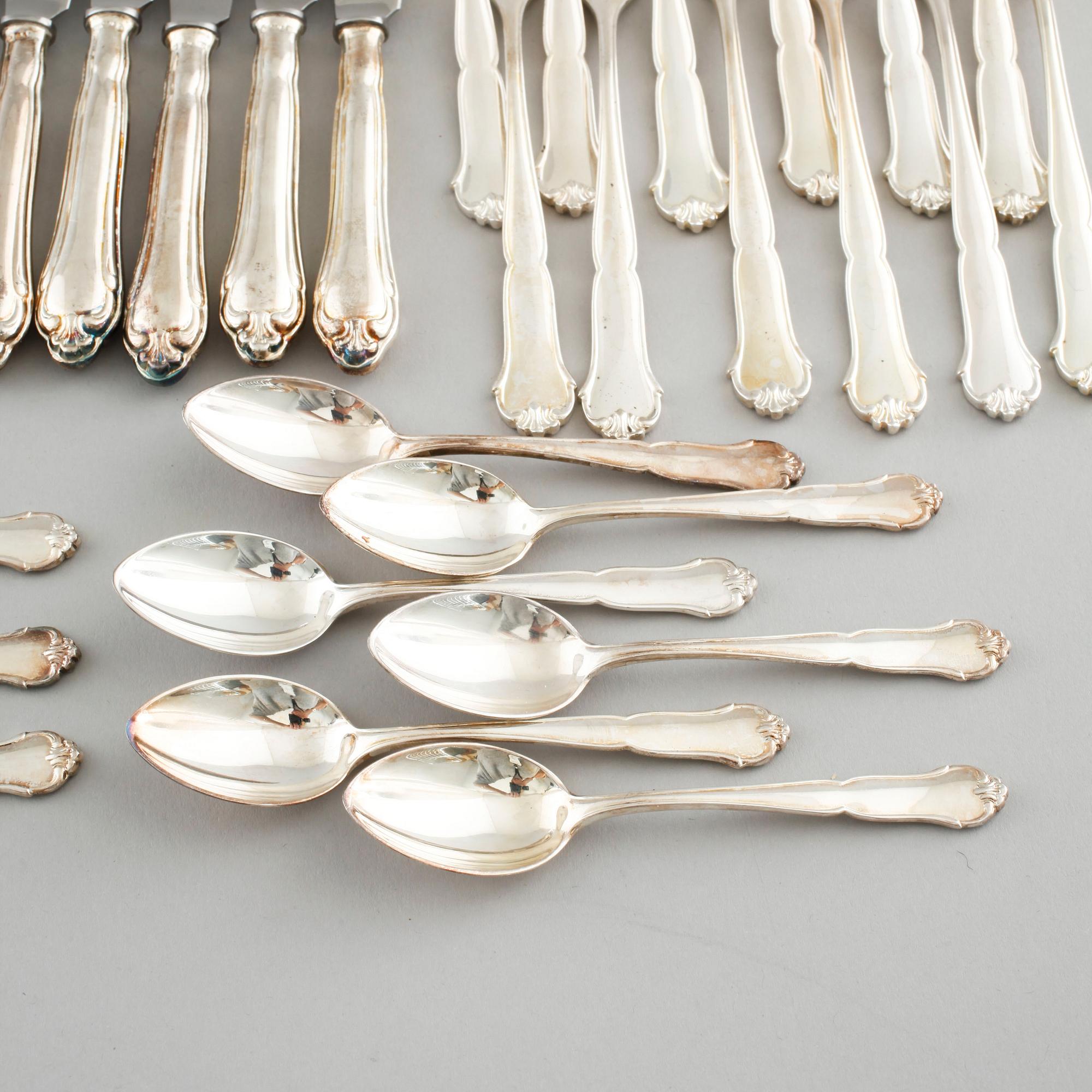 72 silver cutlery by C.G Hallberg, Stockholm, 20th century.