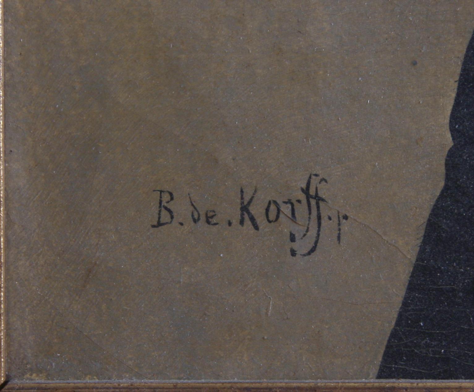 de KORFF, B, oljemålning på duk, sign, 1800-tal.