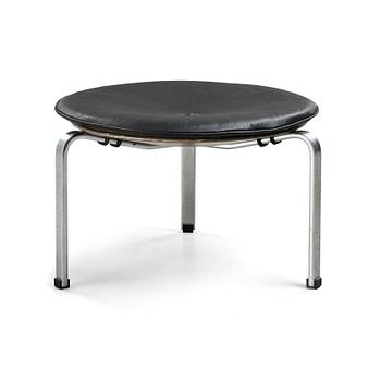 Poul Kjaerholm, a "PK33" black leather stool, edition E Kold Christensen, Denmark 1960's.