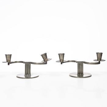 Nils Fougstedt, A pair of candelabra, FAK (Fabriksaktiebolaget Kronsilver), Stockholm, 1934.