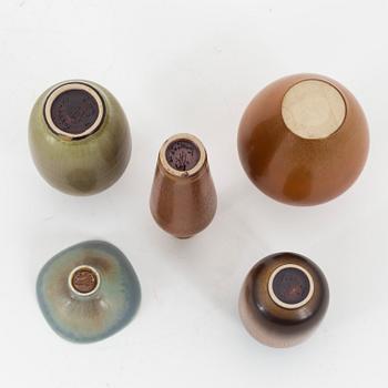 Berndt Friberg, a set of five stoneware miniatures, Gustavsbergs studio.