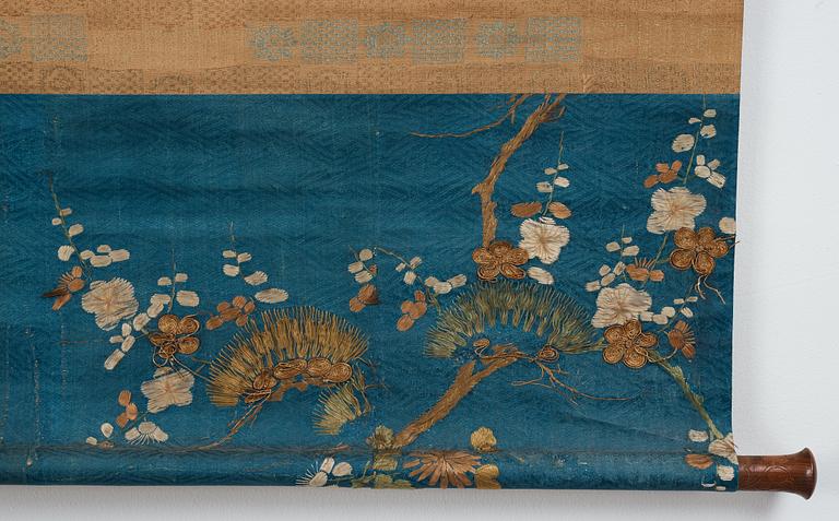 RULLMÅLNING, tusch och färg på papper. Okänd konstnär, Japan, troligen tidigt 1700-tal.