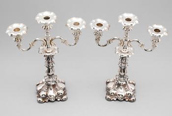 KANDELABRAR, 1 par, silver, CG Hallberg, Stockholm 1952.