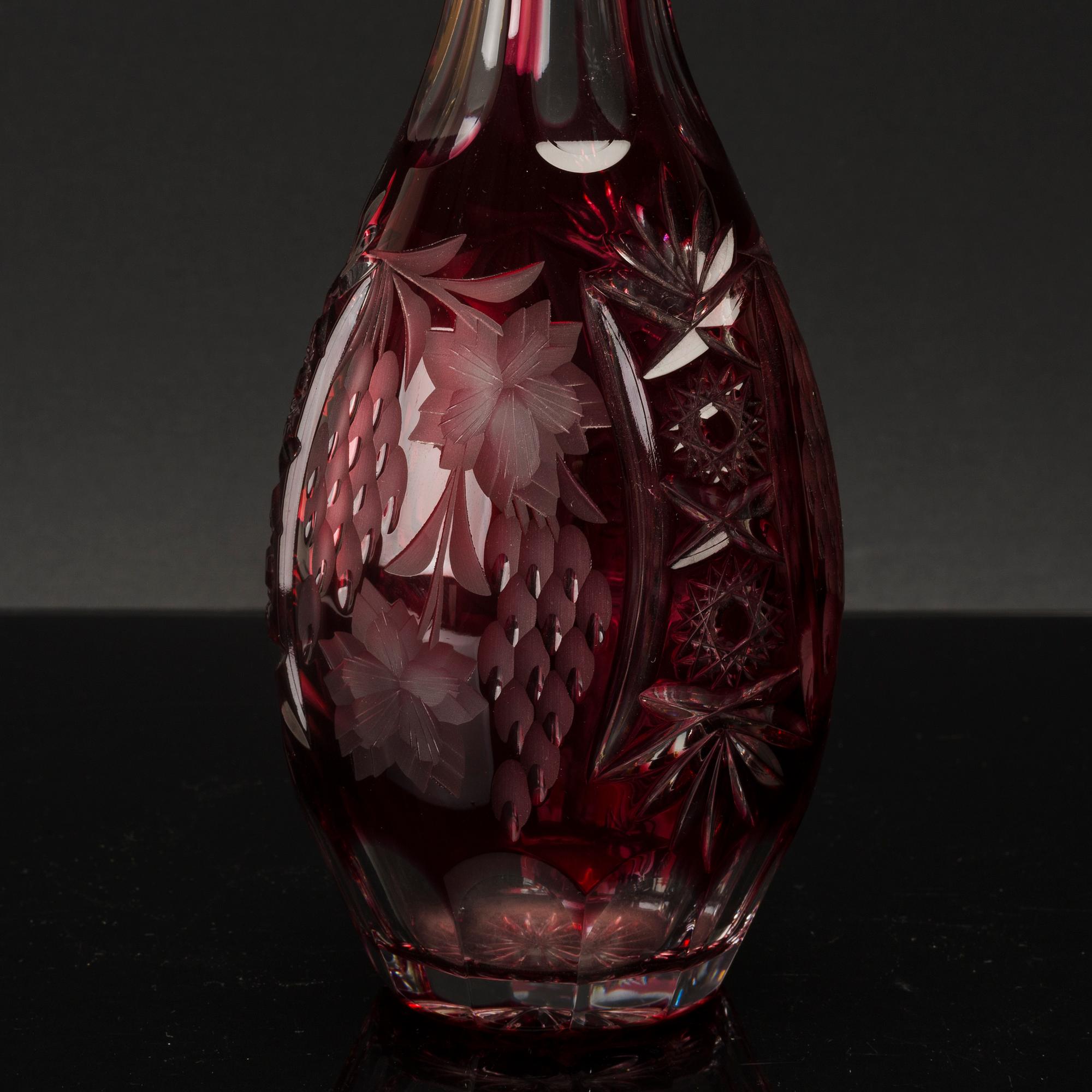 A set of nine glasses and a decanter, Germany later part of the 20th century.