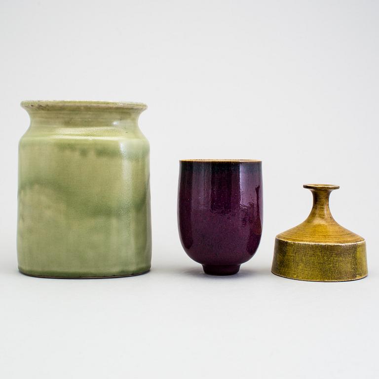 STIG LINDBERG, a lot of six stoneware items, Gustavsberg 1950/70s.