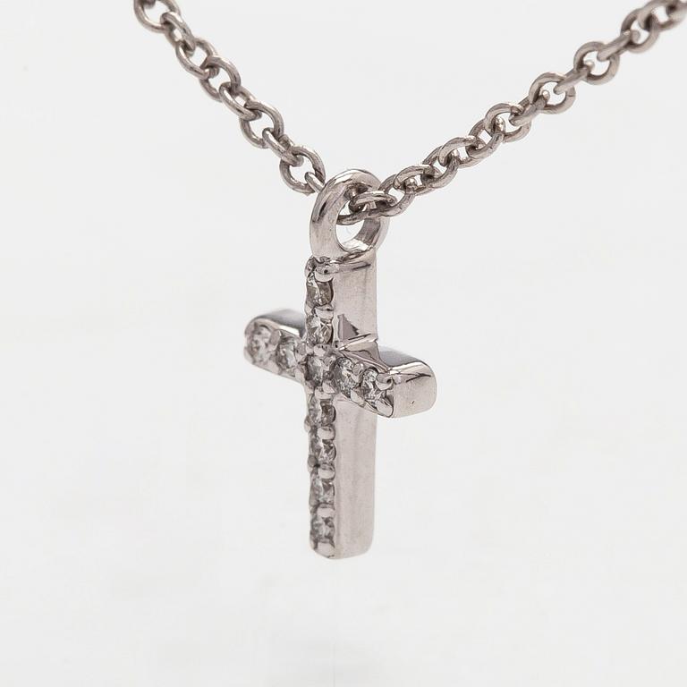 Tiffany & Co, halsband "Metro", med korshänge, 18K vitguld och diamanter.