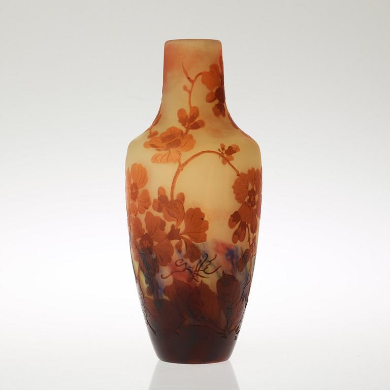 An Emile Gallé Art Nouveau amber cameo glass vase, Nancy France.